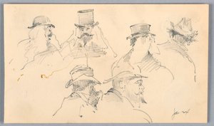 Skizzen von Männerköpfen von Arnold William Brunner