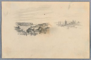 Zwei Ansichten, Landschaft und Stadtsilhouette