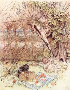 Illustration für Der Wind in den Weiden von Kenneth Grahame von Arthur (after) Rackham