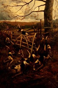 Über den Zaun oder Hunde in voller Jagd von Arthur Alfred Davis
