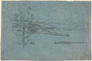 Landschaft mit Dock und zwei Booten