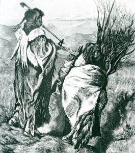 Hiawatha und Minne-Ha-Ha, graviert von Joseph Swain (1820-1909) 1870 (Gravur) (s/w Foto)