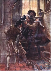 Als er fiel, rief der Prinz: O mein Gott, erbarme dich meiner Seele, Illustration aus Romance of History: The Netherlands, 1920er Jahre