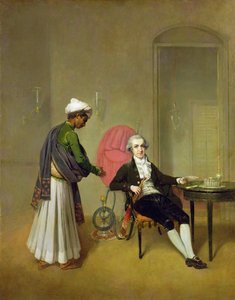 Ein Gentleman, möglicherweise William Hickey, und sein indischer Diener, ca. 1785