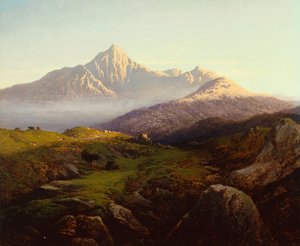 Hochlandrinder in einer bergigen Landschaft von Arthur Gilbert