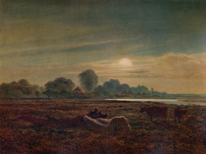 Flusslandschaft bei Mondschein mit Vieh, 1879, 1935 von Arthur Gilbert