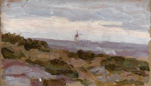 Landschaftsstudie mit Windmühle am Horizont, um 1900 von Arthur Haythorne Studd