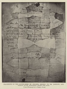 Fragmente des Briefes von Colonel Rhodes an Dr. Jameson, gefunden in Doornkop nach dem Überfall von Arthur Hughes