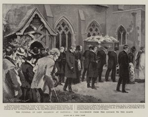 Das Begräbnis von Lady Salisbury in Hatfield, der Prozession von der Kirche zum Grab