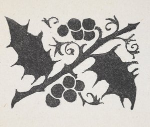 Schwarz-Weiß-Druck von Stechpalmenblättern und Beeren von Arthur Rackham