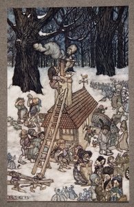 Das Haus für Maimie bauen, aus Peter Pan in Kensington Gardens von J M Barrie, veröffentlicht 1906