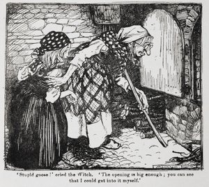 Gretel und die alte Hexe am Ofen aus 