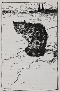 Illustration einer Katze aus Die Bremer Stadtmusikanten von Arthur Rackham