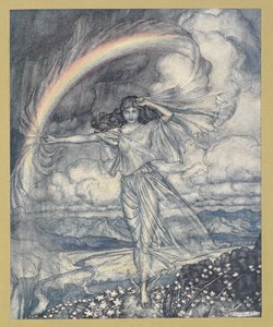 Iris dort, mit feuchtem Bogen von Arthur Rackham
