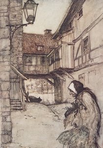 Es war einmal eine arme alte Frau, die in einem Dorf lebte, aus Die Märchen der Brüder Grimm, veröffentlicht 1909 von Arthur Rackham