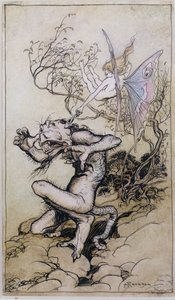 Sprite und Monster, eine Illustration aus Geschichten aus Shakespeare von Charles (1775-1834) und Mary Lamb (1764-1847) 1909