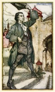 Der Kaiser von Lilliput inspiziert seine Truppen, aus Teil I: Eine Reise nach Lilliput in Gullivers Reisen von Jonathan Swift