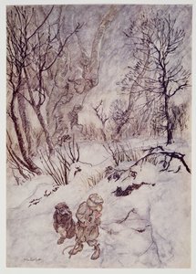 Die Ratte überlegte eine Weile und untersuchte die Hügel und Hänge, die sie umgaben, aus Wind in den Weiden von Kenneth Grahame (1859 - 1932), veröffentlicht 1940 von Arthur Rackham