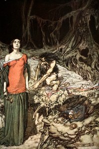 Das Werben um Grimhilde, die Mutter von Hagen