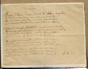 Manuskript des Gedichts von Arthur Rimbaud: „Die Vokale“ von Arthur Rimbaud