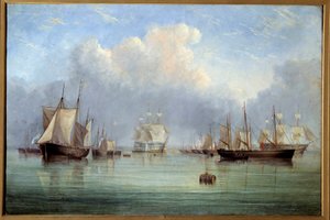 Schiffe und Segelboote im Hafen von Arthur Wellington Fowles