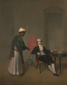 Porträt eines Gentlemans, möglicherweise William Hickey, und eines indischen Dieners von Arthur William Devis