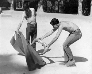 Stierkämpfer-Lehrlinge, die jeden Morgen in der Casa de Campo in Madrid trainieren, um die Kunst des Stierkampfs zu erlernen