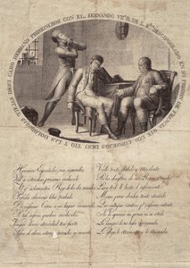 FERDINAND VII von Spanien (1784-1833). König von Spanien (1808-1833). Gefangenschaft von Fernando VII in Frankreich. Radierung. SPANIEN. ANDALUSIEN. CADIZ. San Fernando. Städtisches Historisches Museum