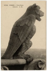 Wasserspeier oder Chimäre der Kathedrale Notre Dame de Paris, erbaut zwischen 1163 und dem 14. Jahrhundert - Postkarte, Selva-Sammlung von Artist Unknown