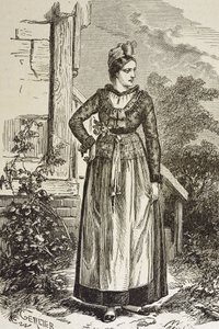 Deutschland (19. Jh.). Gesellschaft (1879). Elsass. Frauen in der Region. Derzeit wurde Elsass vom Deutschen Reichstag gehalten (1871-1918). Gravur. Private Sammlung