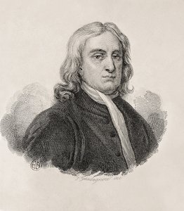 Porträt von Isaac Newton, Werk von Gaetano Guadagnini. Gravur.