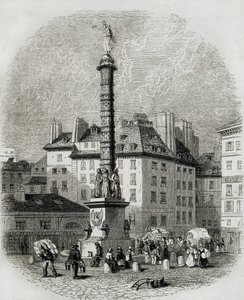 Paris. Wasserverkäufer vor dem Brunnen am Place Chatelet (Stich) von Artist Unknown