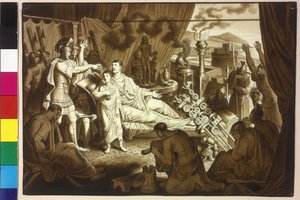 Die sterbende Frau Kaiser Mark Aurel rät Pertinax seinem Sohn Commodus von Artist Unknown