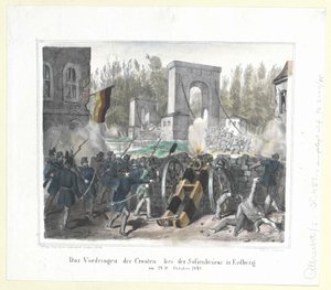 Das Eindringen der Kroaten an der Sofienbrücke in Erdberg am 28. Oktober 1848