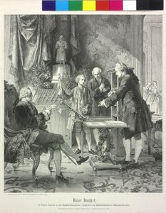 Der junge Kaiser Joseph II an der Druckerpresse