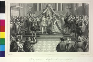 Hochzeit von König Matthias I. mit Erzherzogin Anna durch Kardinal Franz von Dietrichstein am 4. Dezember 1611 von Artist Unknown