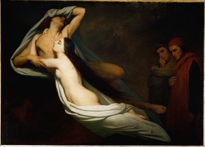 Die Schatten von Francesca da Rimini und Paolo Malatesta erscheinen Dante und Virgil von Ary Scheffer