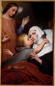 Das wohltätige Kind. Ein junges Kind gibt einer kranken Frau einen Kuss. Gemälde von Ary Scheffer (1795-1858) 1840 Nantes, Musée des Beaux Arts von Ary Scheffer
