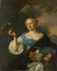 Eine junge Frau mit einem Papagei von Ary de Vois