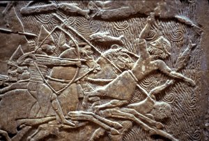 Assurbanipal in der Schlacht von Til-Tuba, 650-620 v. Chr. von Assyrian