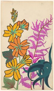 Entwurf für Stickerei von Blumenranken und Blättern