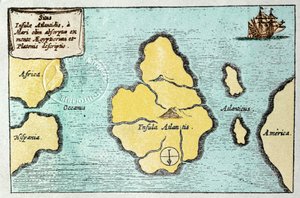 Karte der legendären Insel Atlantis - aus dem Mundus Subterraneus von Athanasius Kircher von Athanasius Kircher