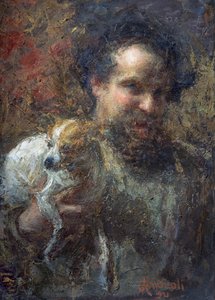 Attilio Andreoli Selbstporträt mit Hund