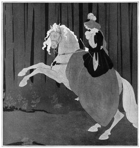 Eine Frau auf einem steigenden Pferd
