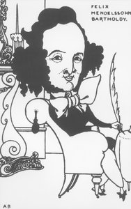 Karikatur von Felix Mendelssohn, späte 19. Jahrhundert