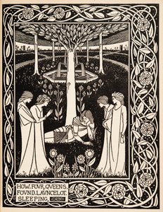Wie vier Königinnen Launcelot schlafend fanden von Aubrey Beardsley