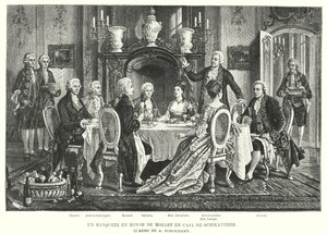 Ein Bankett zu Ehren Mozarts im Haus von Schikaneder von August (after) Borckmann