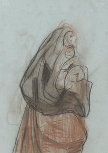 Frau, nach oben blickend