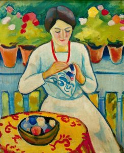Frau auf Balkon