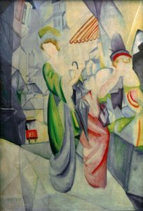 Helle Frauen vor dem Hutladen von August Macke